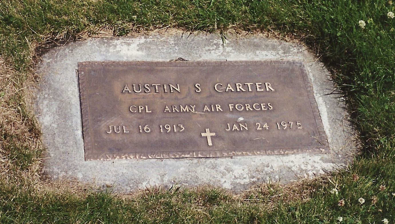 The gravemarker for Austin S. Carter at Fraternal Cemetery in Chelan, Washington.